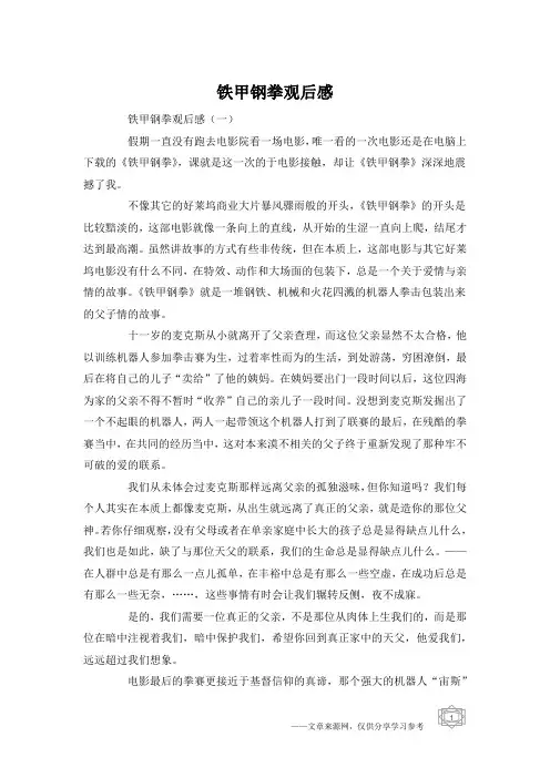 铁甲钢拳观后感