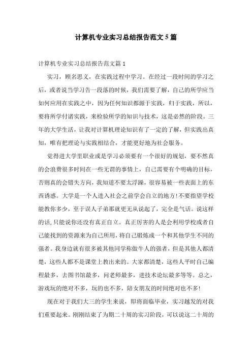 计算机专业实习总结报告范文5篇