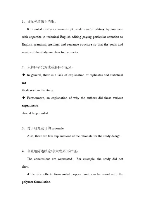 (完整word版)英文审稿意见汇总