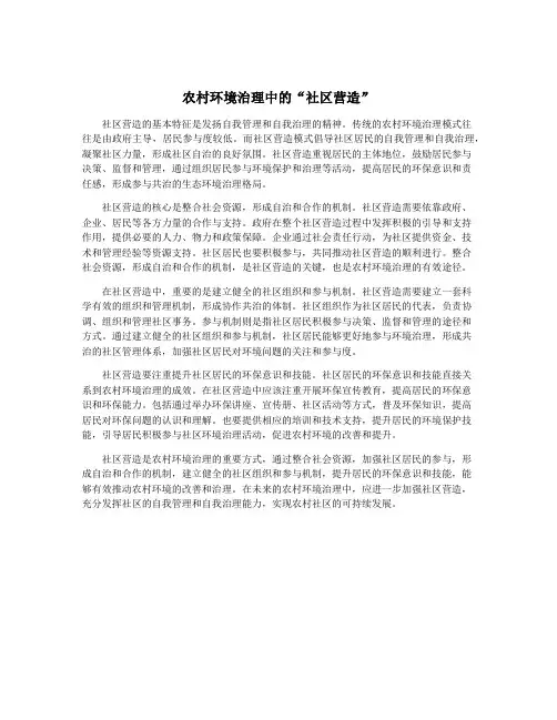 农村环境治理中的“社区营造”
