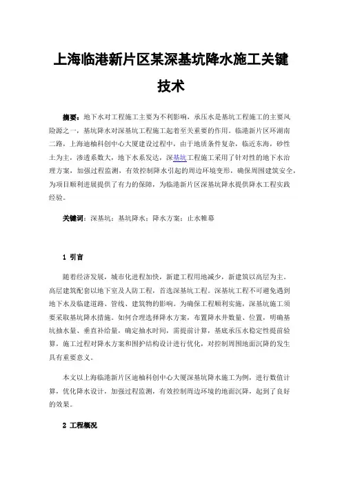 上海临港新片区某深基坑降水施工关键技术