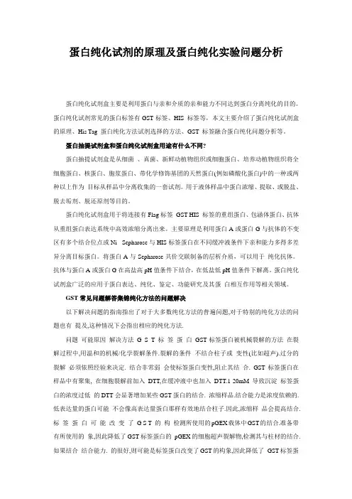 蛋白纯化试剂的原理及蛋白纯化实验问题分析