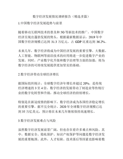 数字经济发展情况调研报告(精选多篇)