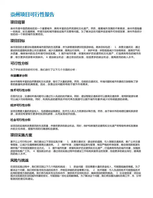 崇州项目可行性报告