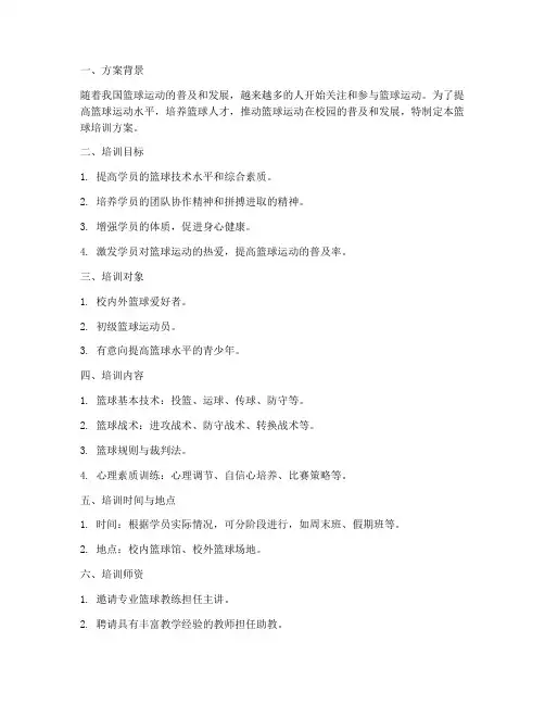篮球培训方案及计划书模板