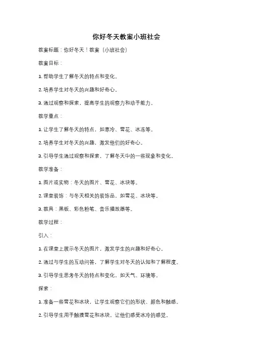 你好冬天教案小班社会