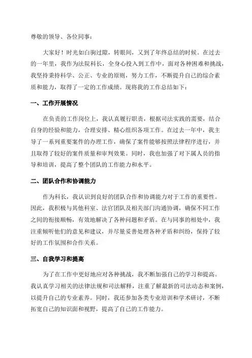 法院科长年度个人工作总结_科长个人工作总结