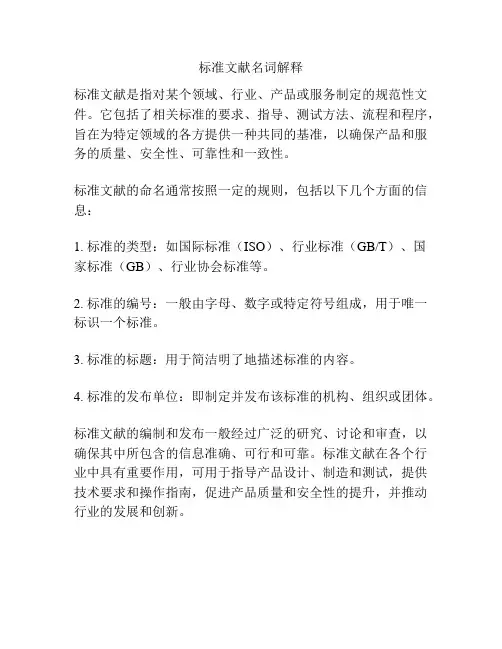标准文献名词解释