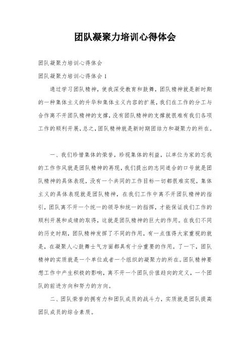 团队凝聚力培训心得体会