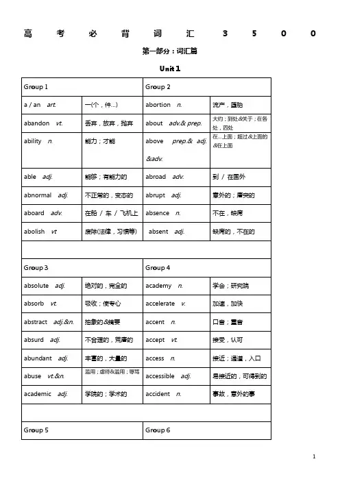 高考英语必背词汇3500