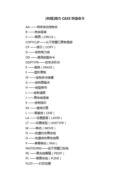 [转载]南方CASS快捷命令