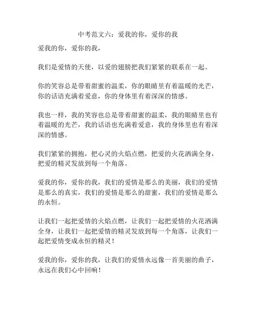 中考范文六：爱我的你,爱你的我