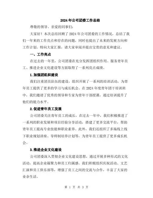 2024年公司团委工作总结