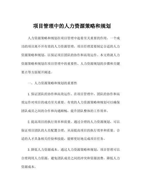 项目管理中的人力资源策略和规划