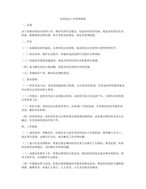 农村综治工作管理制度