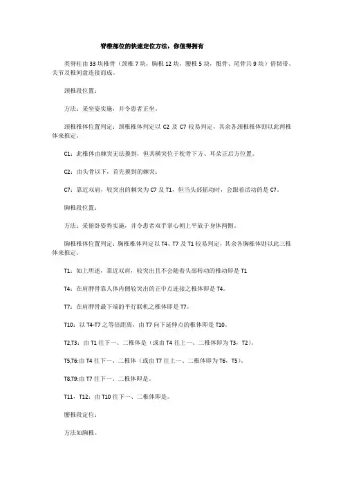 脊椎部位的快速定位方法