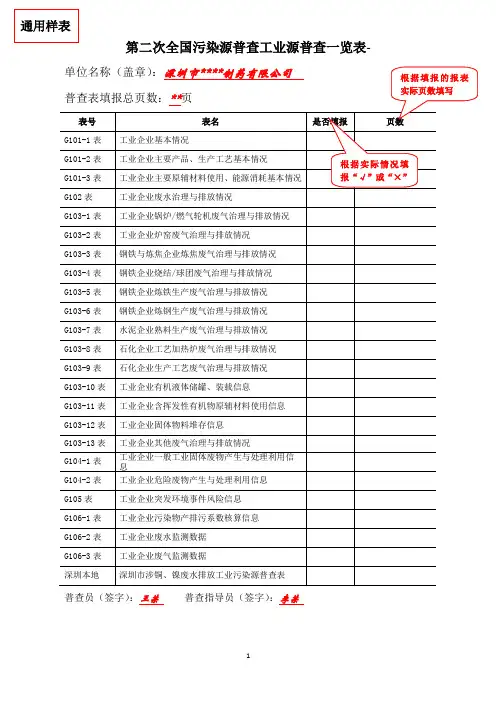 深圳市二污普通用样表9.29
