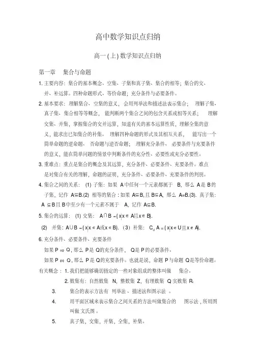高中数学(沪教版)知识点归纳