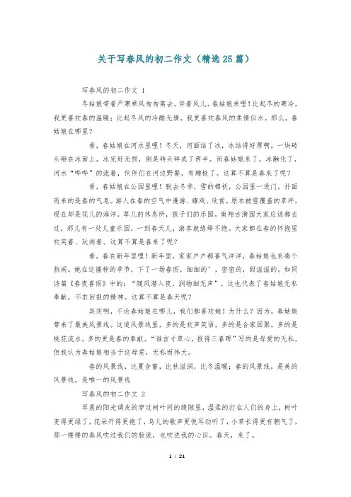 关于写春风的初二作文(精选25篇)