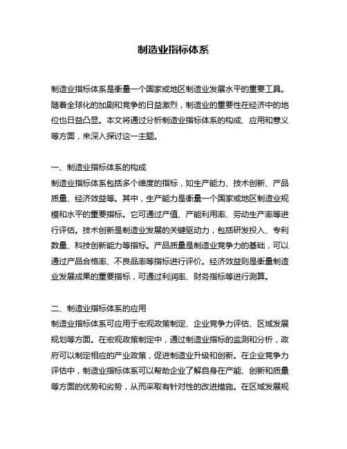 制造业指标体系