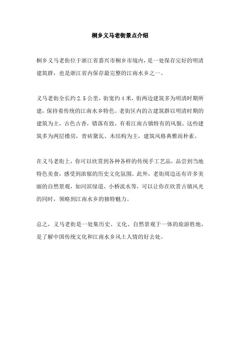 桐乡义马老街景点介绍