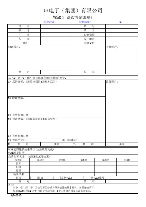 纠正和预防措施报告
