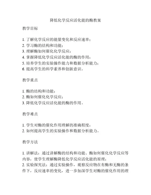 降低化学反应活化能的酶教案