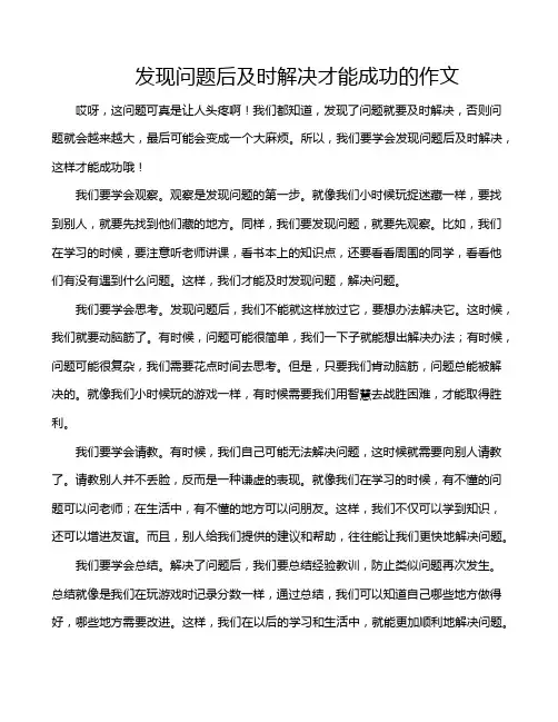 发现问题后及时解决才能成功的作文