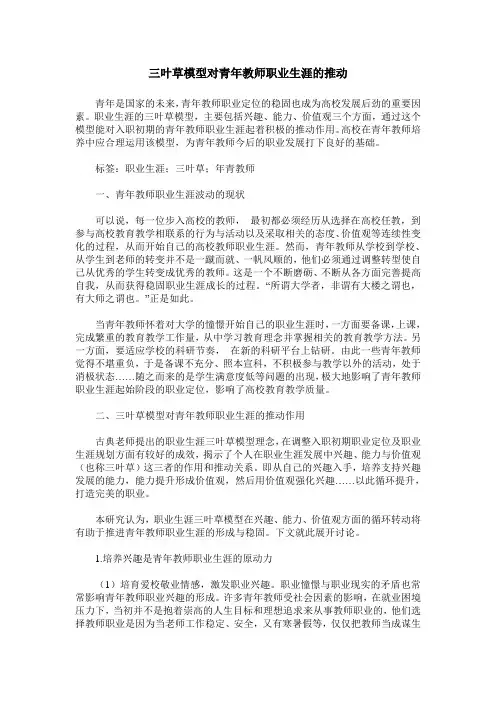 三叶草模型对青年教师职业生涯的推动