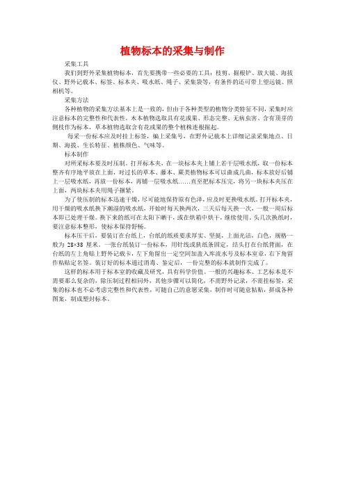 植物标本的采集与制作