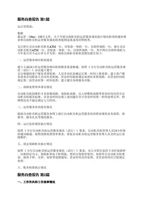 服务自查报告(推荐3篇)