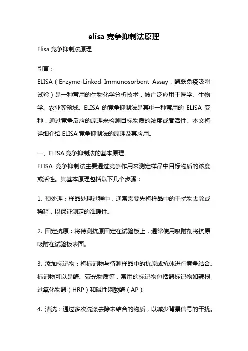 elisa竞争抑制法原理