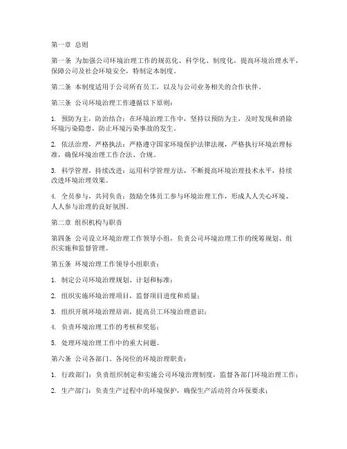 环境治理公司管理制度