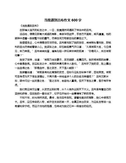 当我遇到吕布作文600字