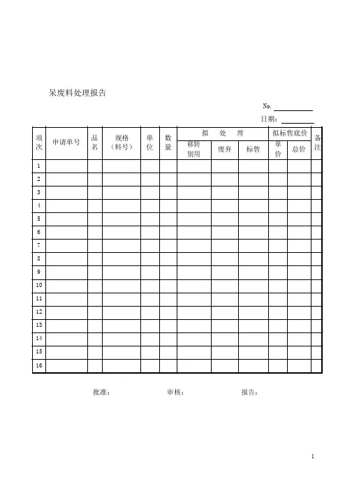 呆废料处理报告