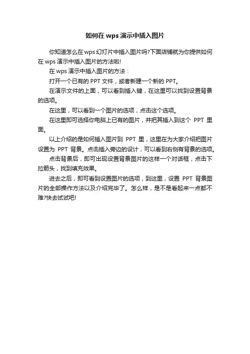 如何在wps演示中插入图片
