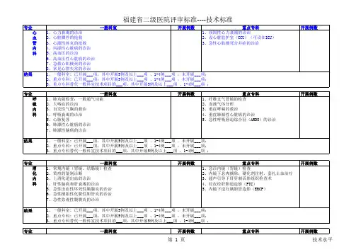 二级医院评审标准