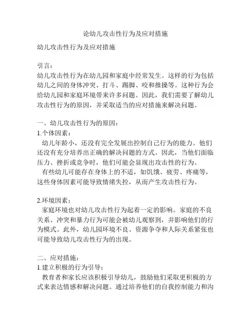论幼儿攻击性行为及应对措施