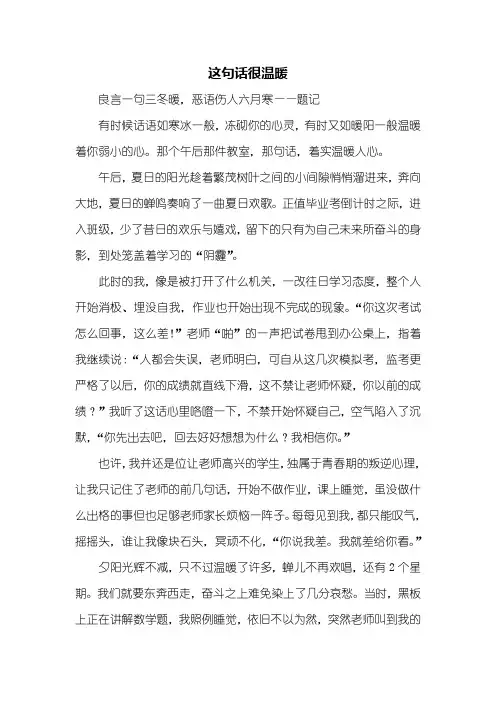 初一作文：这句话很温暖作文800字