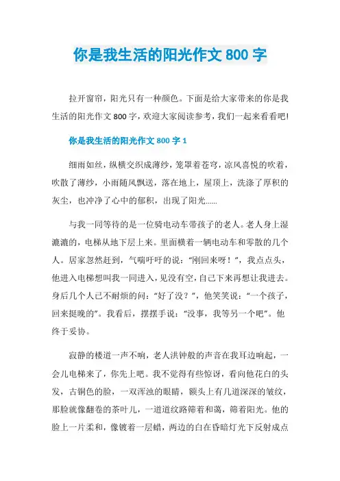 你是我生活的阳光作文800字