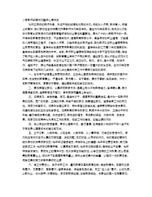 小学教师纪律作风整顿心得体会