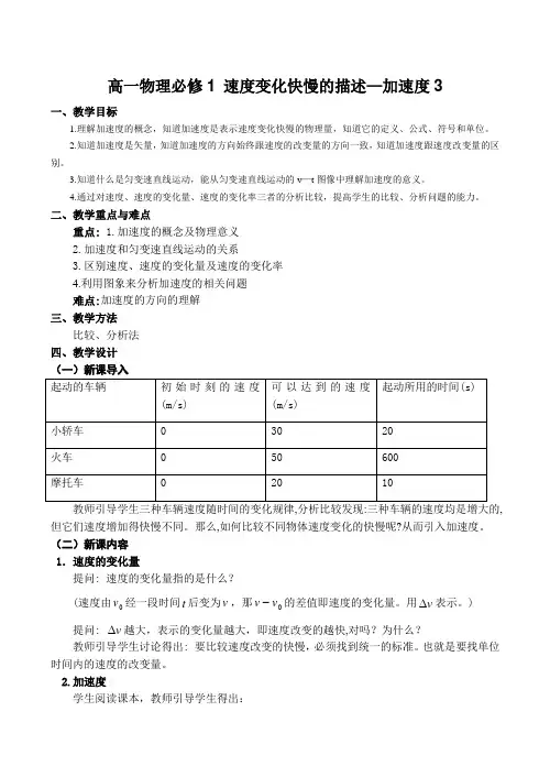 高一物理必修1 速度变化快慢的描述—加速度3