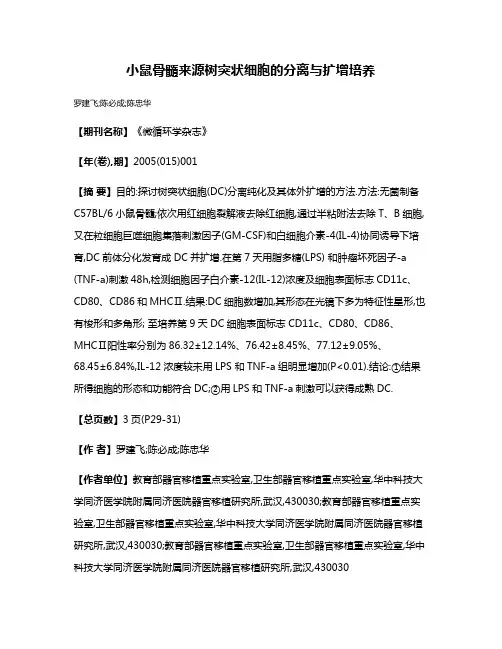 小鼠骨髓来源树突状细胞的分离与扩增培养