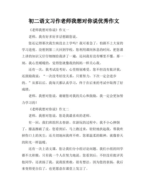 初二语文习作老师我想对你说优秀作文