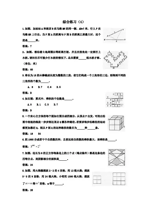 小机灵杯  五年级    练习册     第四套