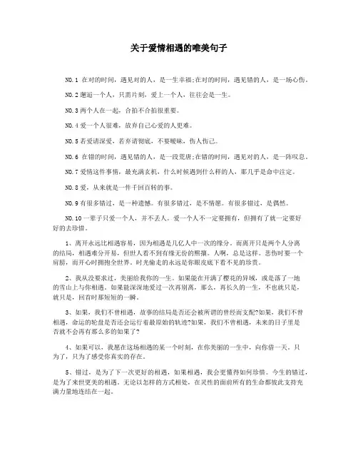关于爱情相遇的唯美句子