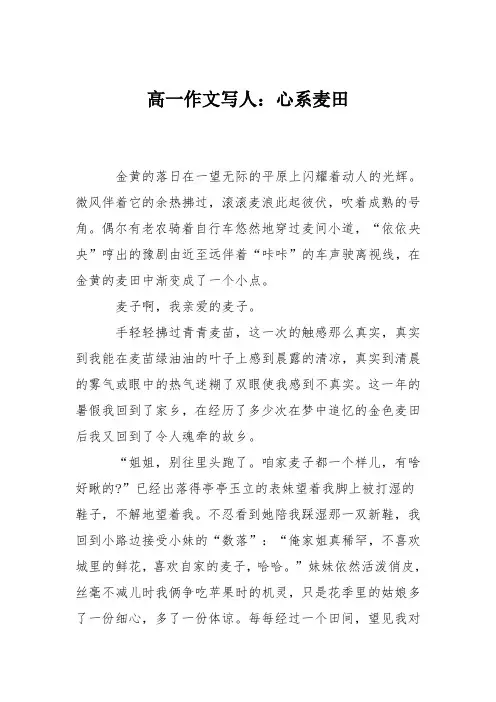 高一作文写人：心系麦田