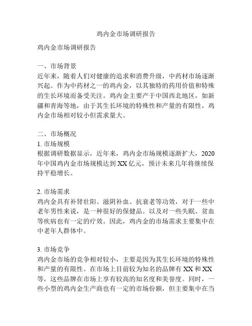 鸡内金市场调研报告