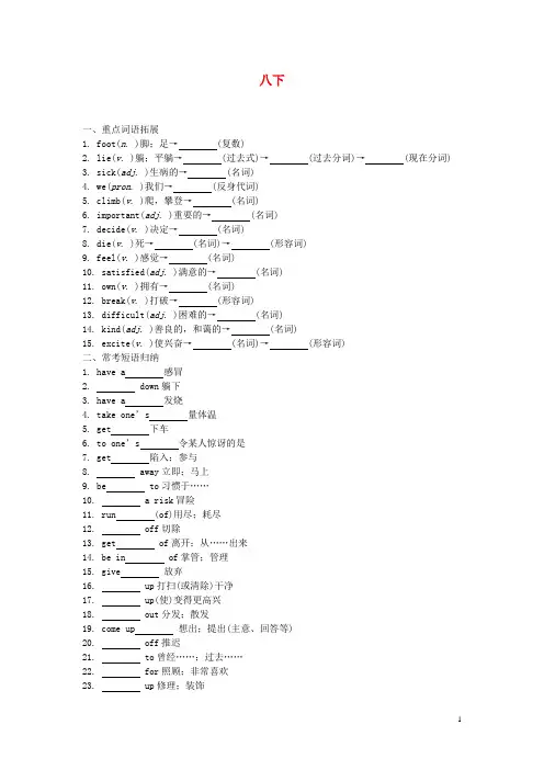 中考零距离山东省临沂市中考英语专题复习 八下(语法考点精讲+真题精炼)