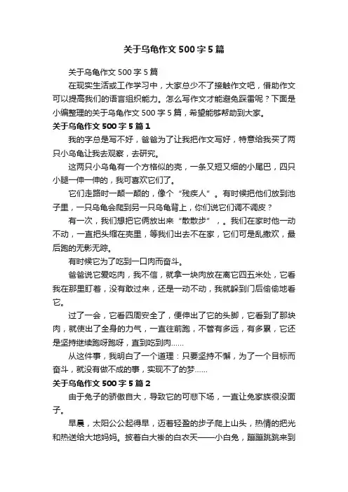 关于乌龟作文500字5篇